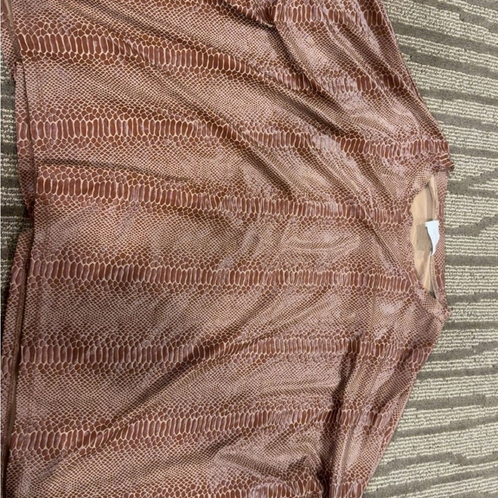 Adrienne Brown Snake Print Top